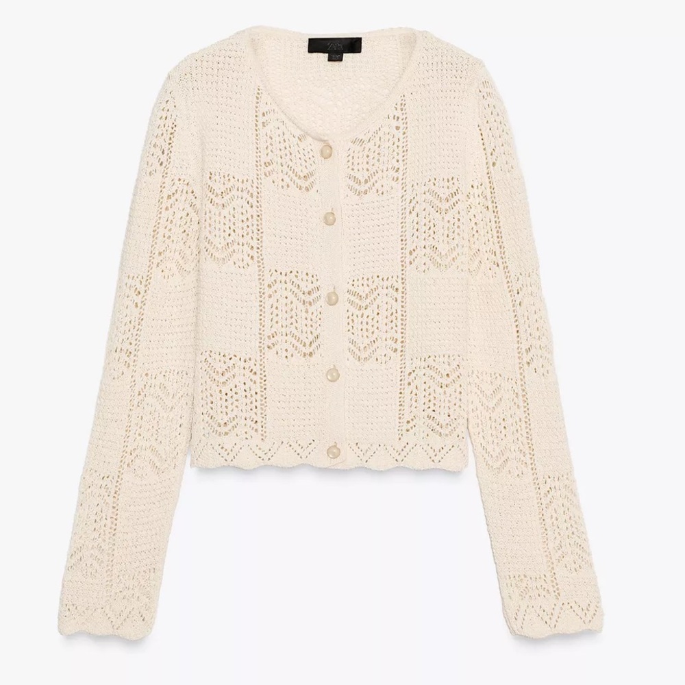 Zara Cream Crochet Cardigan